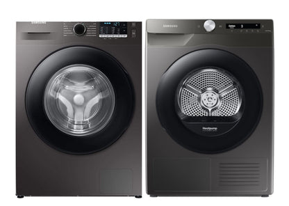 Samsung 220 volt washer front load silver 8 KG WW80TA046 and Samsung 220 volt 8KG Dryer Silver Graphite Heat Pump Ventless Self Condensing DV80T5220A - 220v - SGR - 220 - Electronics