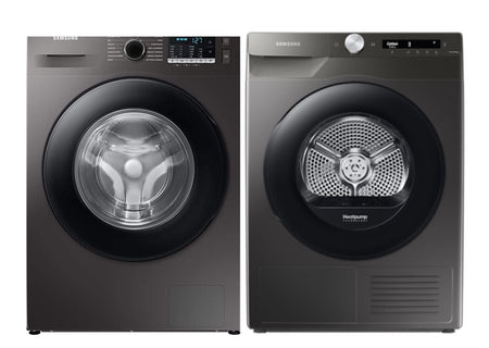 Samsung 220 volt washer front load silver 8 KG WW80TA046 and Samsung 220 volt 8KG Dryer Silver Graphite Heat Pump Ventless Self Condensing DV80T5220A - 220v - SGR - 220 - Electronics