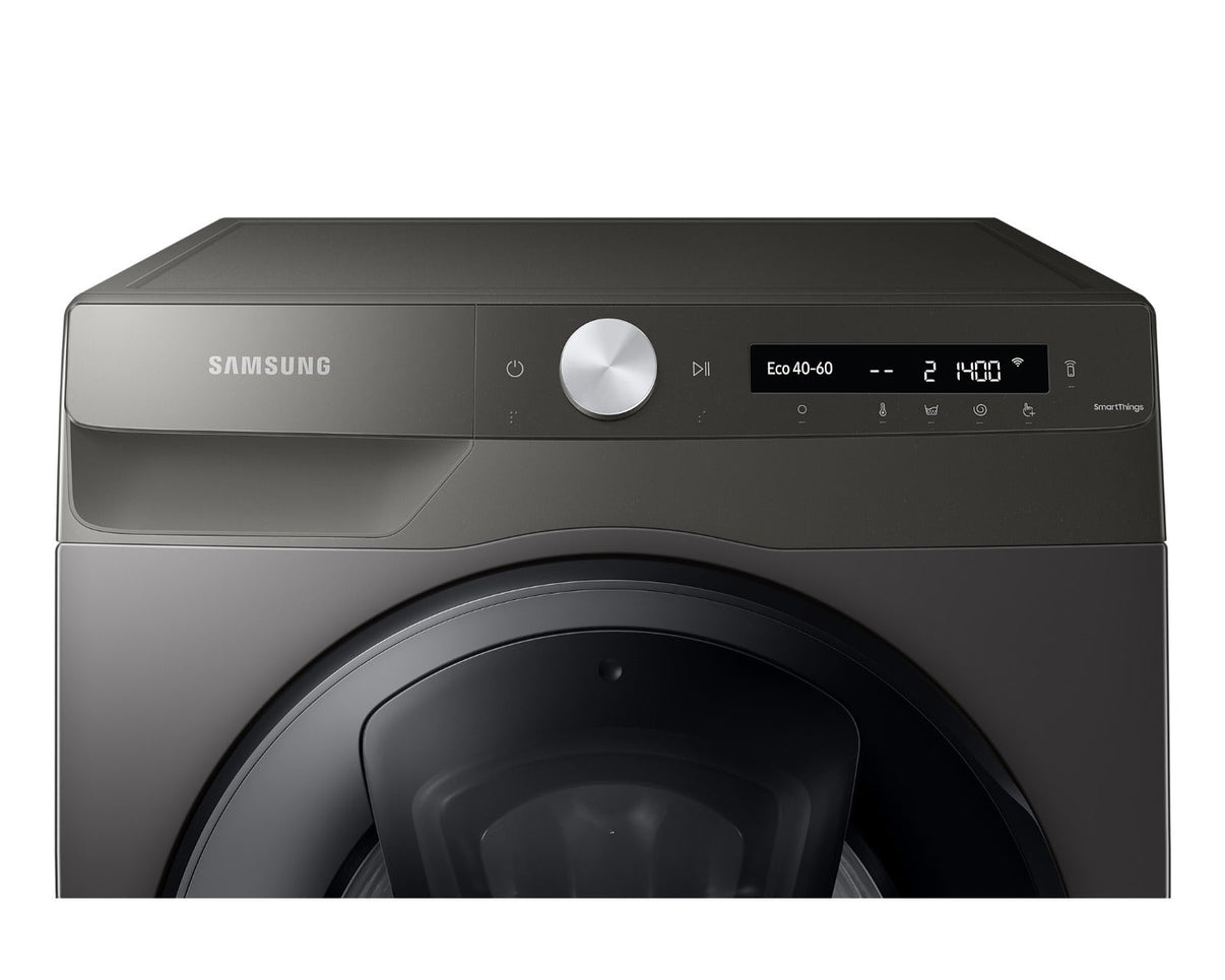 Samsung 220 volt washer front load silver 9 KG with ADD WASH WW90T55/220V/S1GR Silver Graphite Steam Wash Inverter 220v 240 volts 50 hz - 220 - Electronics