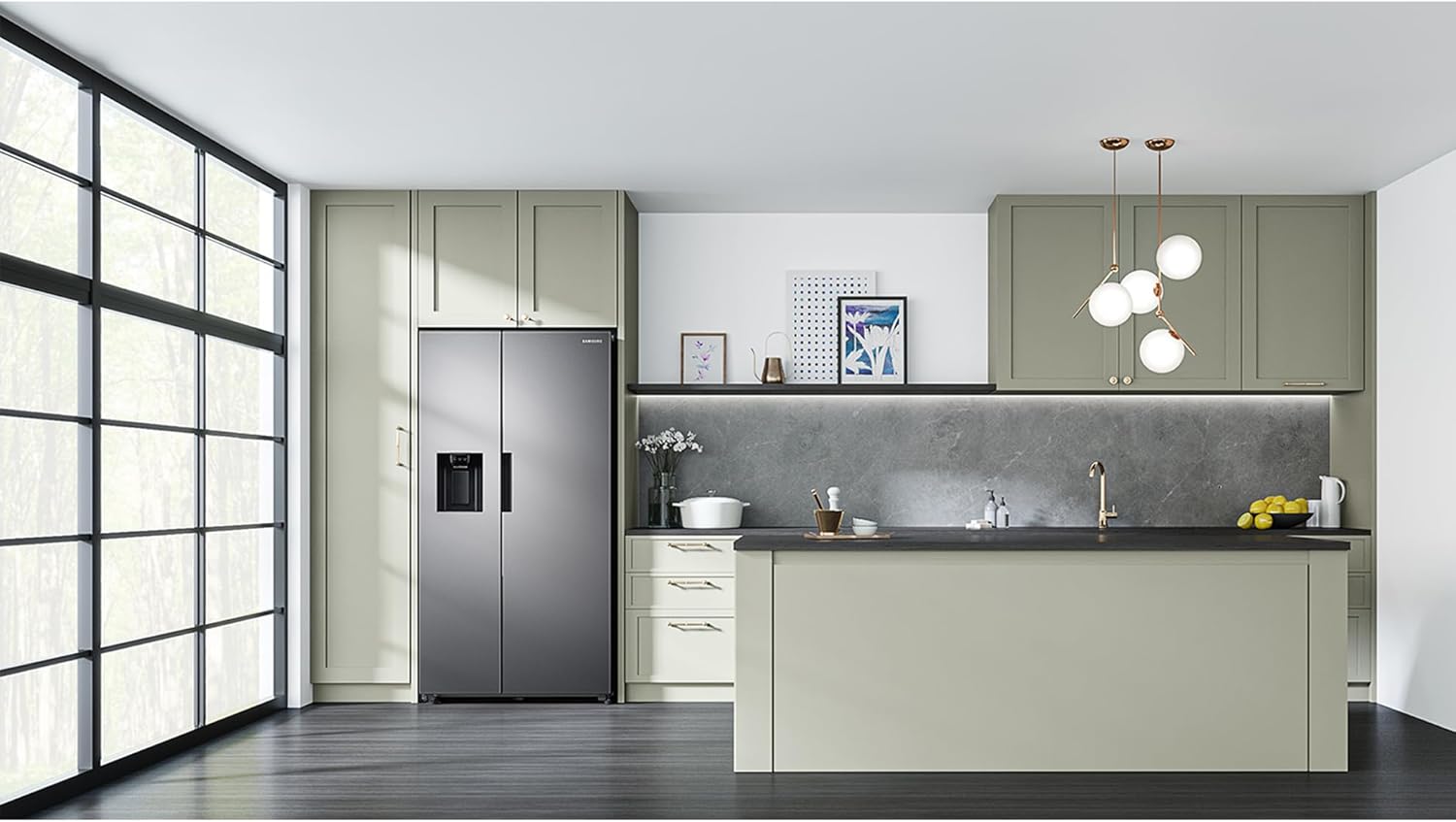 Samsung 220 volts counter depth side by side refrigerator ice water dispenser 50 hz stainless steel RS67A8811220v fridge 220v 50hz 240 volt - 220 - Electronics