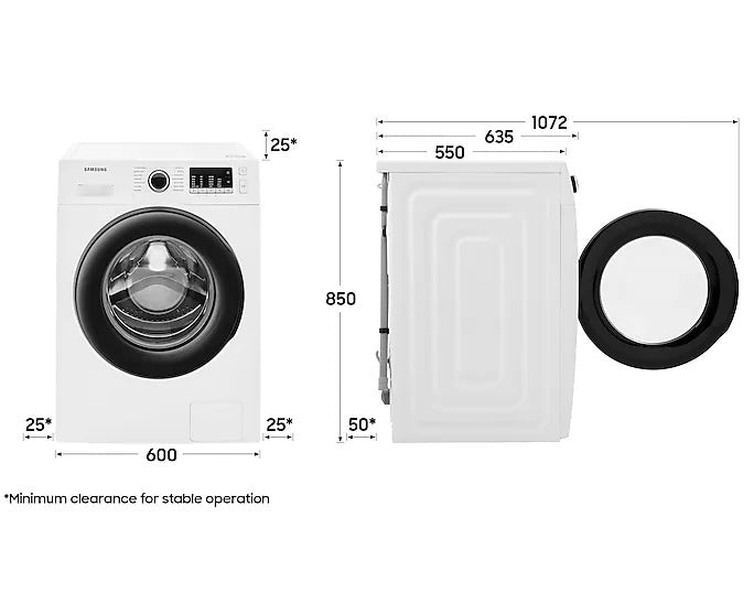Samsung WW90TA046AE 220 volt Washer WHITE 50 hz , Front Load 220v 240 volts 50 hz - 220 - Electronics