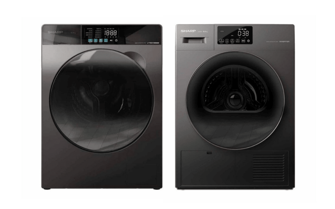 Sharp 220 Volt Front Load Washer and Dryer Set – 12.5kg Washer with 9kg Heat Pump Dryer 220V 50Hz ESFW125SG & KDHT9JPG - 220v volt electronics