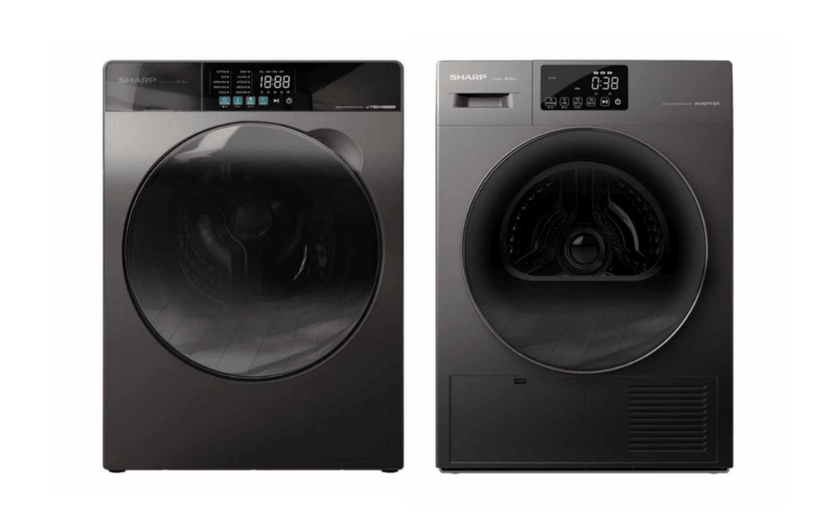 Sharp 220 Volt Front Load Washer and Dryer Set – 12.5kg Washer with 9kg Heat Pump Dryer 220V 50Hz ESFW125SG & KDHT9JPG - 220v volt electronics