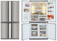 Sharp LC-F70PE-SL 220 Volts 25 cu. ft. Stainless Steel 4 Door Refrigerator Bottom Freezer 220/240 Volts