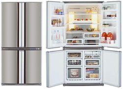 Sharp LC-F70PE-SL 220 Volts 25 cu. ft. Stainless Steel 4 Door Refrigerator Bottom Freezer 220/240 Volts