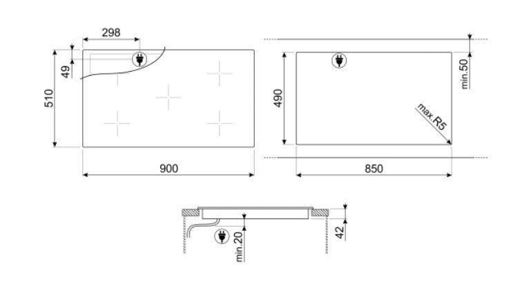 Smeg 36" Electric cooktop hob 36 inch model SE395ETB220v 240 volts 90cm - 220 - Electronics