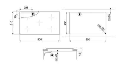 Smeg 36" Electric cooktop hob 36 inch model SE395ETB220v 240 volts 90cm - 220 - Electronics