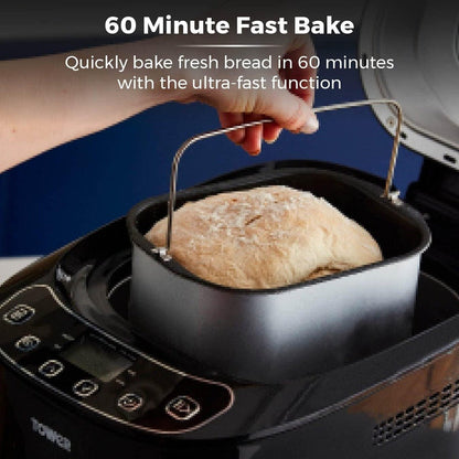 Tower 220 volt Bread Maker 2 lb 12 automatic programs timer 60 keep warm crust control non stick bread pan 22v 240 volts - 220 - Electronics