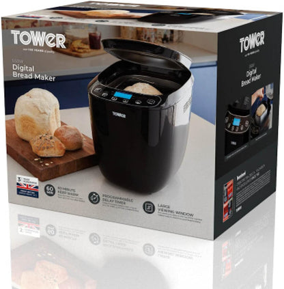 Tower 220 volt Bread Maker 2 lb 12 automatic programs timer 60 keep warm crust control non stick bread pan 22v 240 volts - 220 - Electronics
