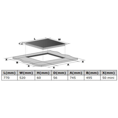Cata Europe 30 inch induction cooktop 4 burner 220 volts 50 hz 60hz  77cm