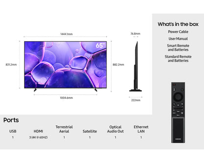 Samsung UA-65U8000 65" 4K UHD Multi-System Smart Wi-Fi LED TV 220 volt tv 110 220 240 volts
