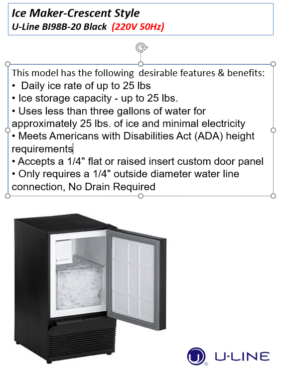 Uline 220 volts ice maker 15 inch makes 25 lbs of ice 220v 240 volts PANEL READY model ULN - BI98B - 220v - 220 - Electronics