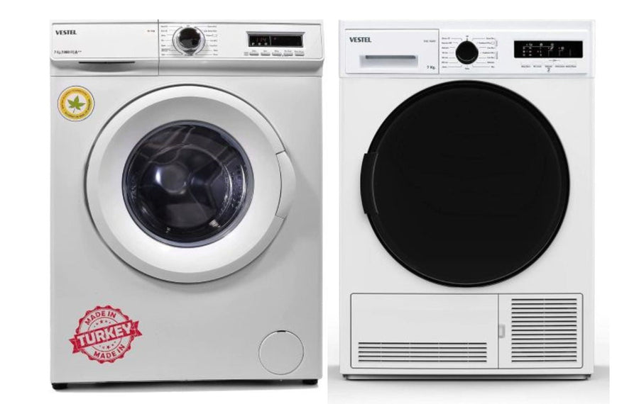 Vestel 220 volt washer front load 7 KG washer and 7 KG Self Condensing Ventless Dryer 220 volt 50 hz 220v 240 volt SET - 220 - Electronics