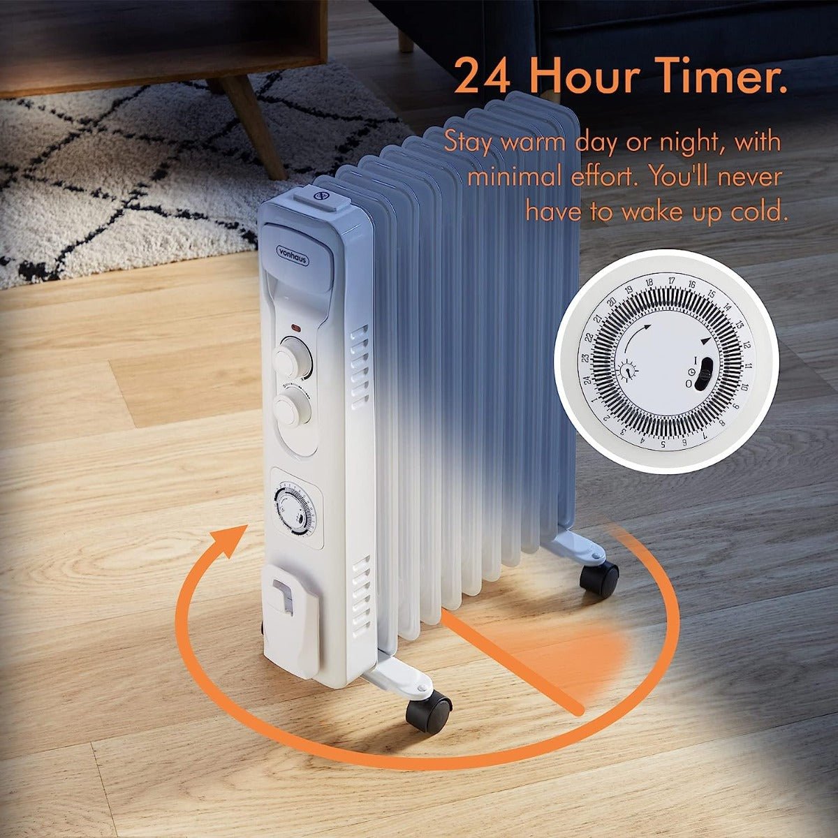Vonhaus 220 volt 11 fin oil filled radiator heater white 2500 watts portable electric heater 220v 240 volts 2500887 - 220 - Electronics