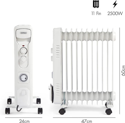 Vonhaus 220 volt 11 fin oil filled radiator heater white 2500 watts portable electric heater 220v 240 volts 2500887 - 220 - Electronics