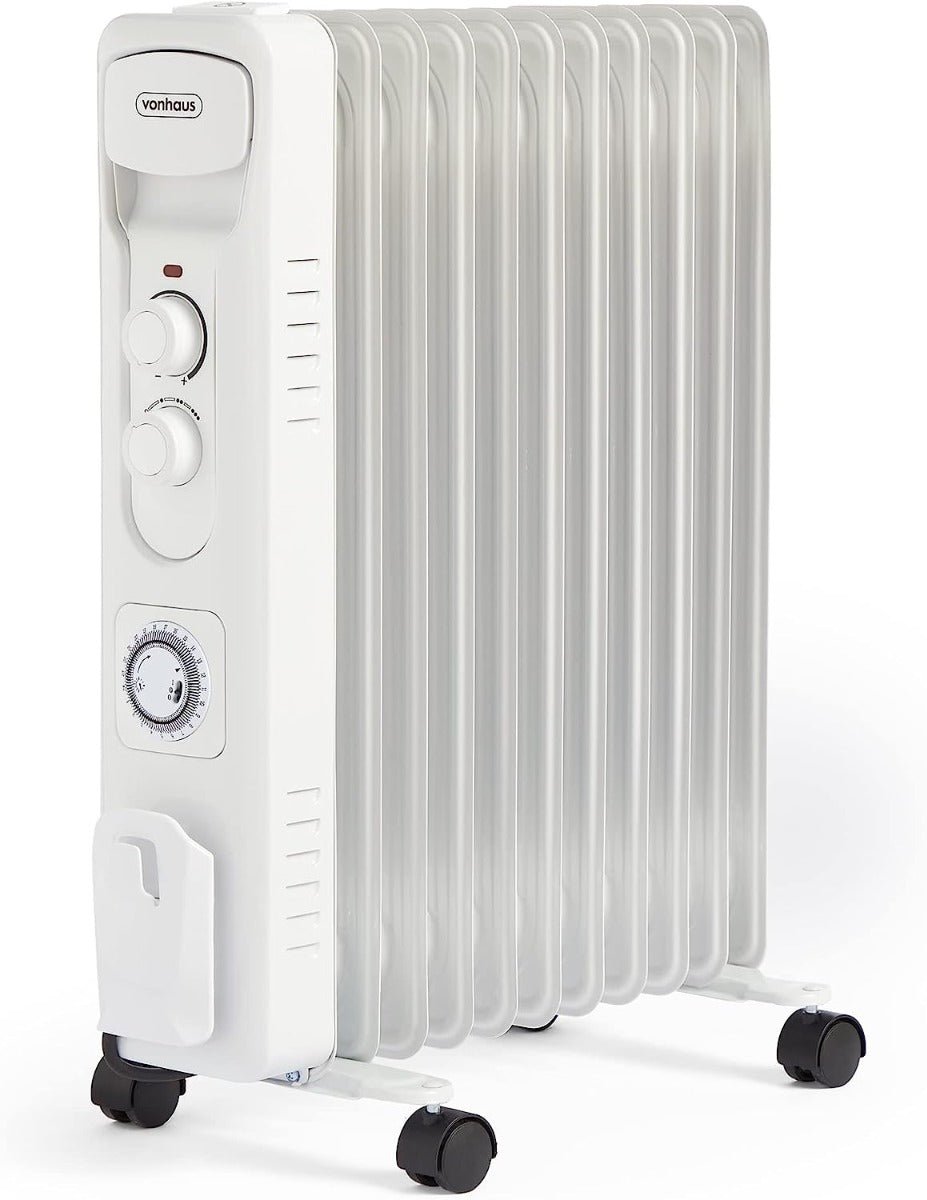 Vonhaus 220 volt 11 fin oil filled radiator heater white 2500 watts portable electric heater 220v 240 volts 2500887 - 220 - Electronics