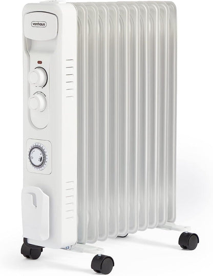 Vonhaus 220 volt 11 fin oil filled radiator heater white 2500 watts portable electric heater 220v 240 volts 2500887 - 220 - Electronics