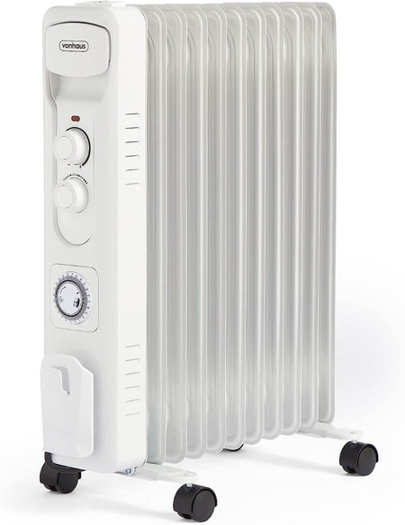 Vonhaus 220 volt 11 fin oil filled radiator heater white 2500 watts portable electric heater 220v 240 volts 2500887 - 220 - Electronics