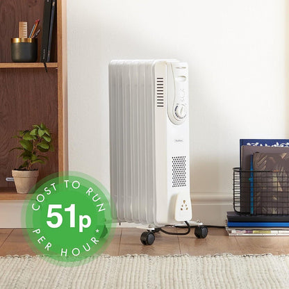 Vonhaus 220 volt 7 fin oil filled radiator heater white portable electric heater 220v 240 volts 1500 watts 2514046 white - 220 - Electronics