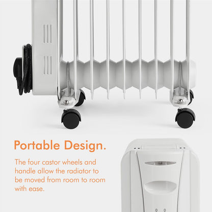 Vonhaus 220 volt 9 fin oil filled radiator heater white 2000 watts portable electric heater 220v 240 volts 2500889 - 220 - Electronics