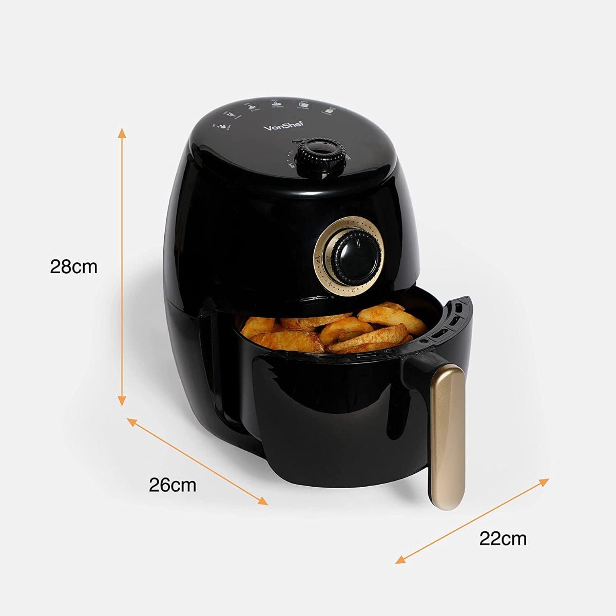 Vonhaus 220 volt Air Fryer 2000155 2 Liter air fryer 220v 240 volts Large Capacity Basket, Rapid Air Circulation, Easy Clean Non - Stick & Auto Shut Off Low Fat Healthy Cooking - 220 - Electronics