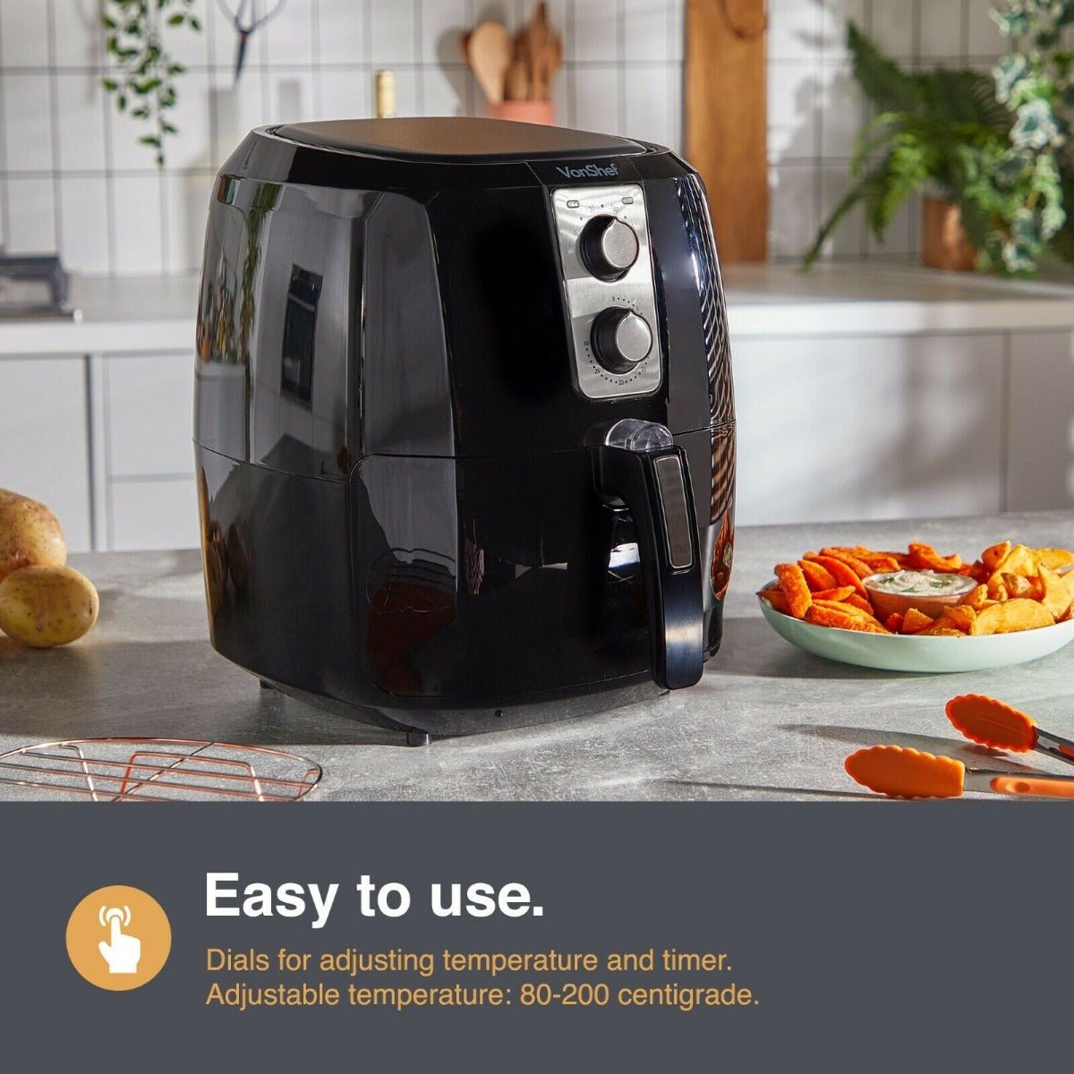 Vonhaus 220 volt Air Fryer 2000156 5.5 Liter Large Capacity Basket 1800 Watts 220v 240 volts 50 hz - 220 - Electronics