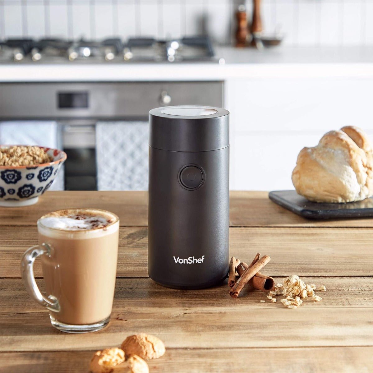 Vonhaus 220 volt coffee and spice grinder 220v 240 volt with stainless steel blade and wire storage on bottom - 220 - Electronics