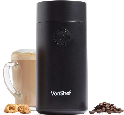 Vonhaus 220 volt coffee and spice grinder 220v 240 volt with stainless steel blade and wire storage on bottom - 220 - Electronics