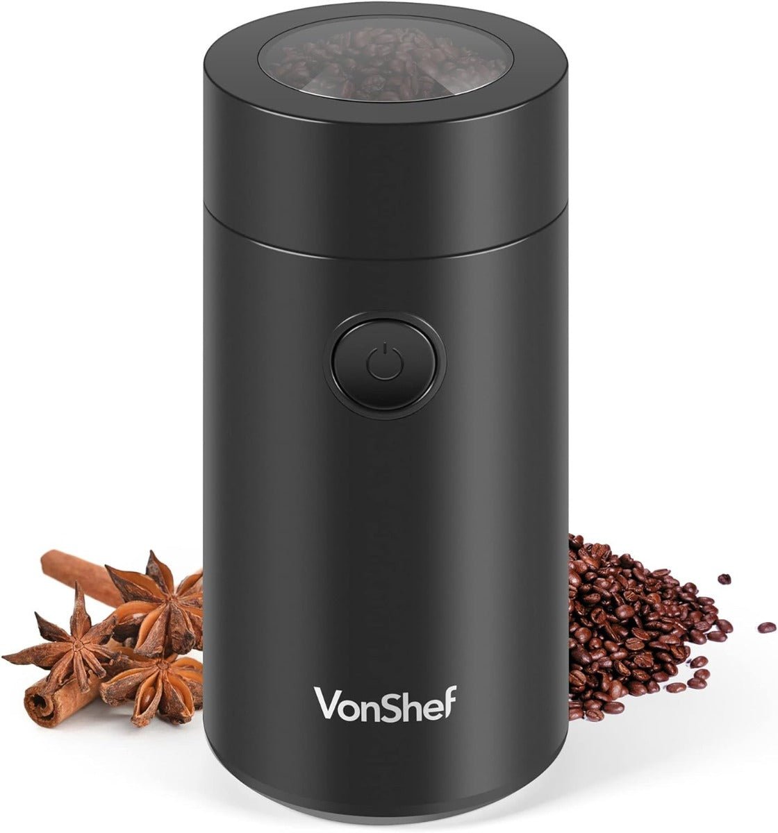 Vonhaus 220 volt coffee and spice grinder 220v 240 volt with stainless steel blade and wire storage on bottom - 220 - Electronics