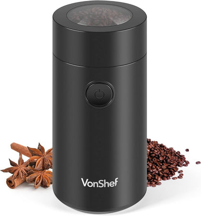 Vonhaus 220 volt coffee and spice grinder 220v 240 volt with stainless steel blade and wire storage on bottom - 220 - Electronics