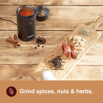 Vonhaus 220 volt coffee and spice grinder 220v 240 volt with stainless steel blade and wire storage on bottom - 220 - Electronics
