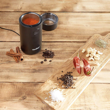Vonhaus 220 volt coffee and spice grinder 220v 240 volt with stainless steel blade and wire storage on bottom - 220 - Electronics
