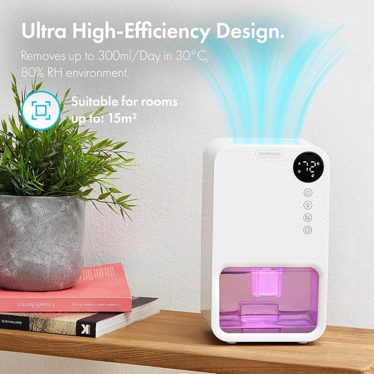 VonHaus 220 volt Dehumidifier 1100ml small portable with LED Display, 24 Hour Timer, Night Mode - 220 - Electronics