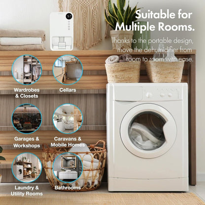 VonHaus 220 volt Dehumidifier 1100ml small portable with LED Display, 24 Hour Timer, Night Mode - 220 - Electronics