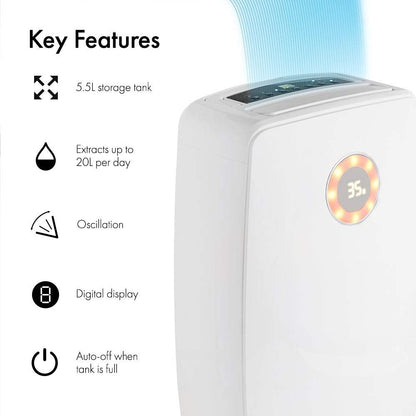 Vonhaus 220 volt Dehumidifier air purifier 20 Liter 220v 240 volts 2500150 - 220 - Electronics