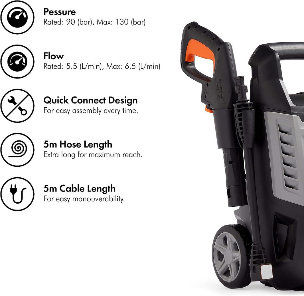 VonHaus 220 volt high pressure washer 1600w portable with accessories and attachments 130 bar pressure 220v 240 volts - 220 - Electronics