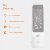 Vonhaus 220 Volt Oscillating Ceramic Fan Heater with Timer Remote Control 220v 240 volts 2500451 - 220 - Electronics