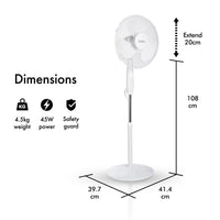 Vonhaus 220 volt Pedestal Fan Electric floor standing oscillating 3 speed 220v 240 volts 50 hz 2500018 - 220 - Electronics