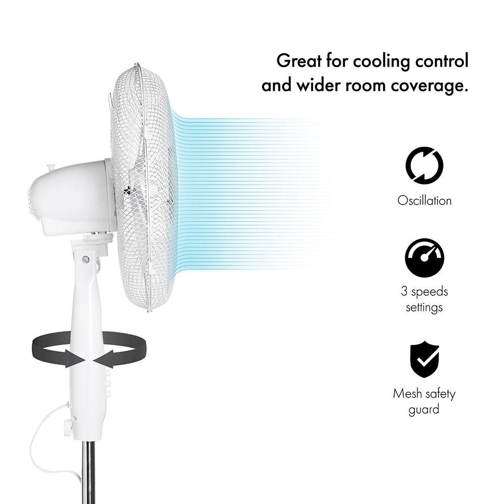 Vonhaus 220 volt Pedestal Fan Electric floor standing oscillating 3 speed 220v 240 volts 50 hz 2500018 - 220 - Electronics