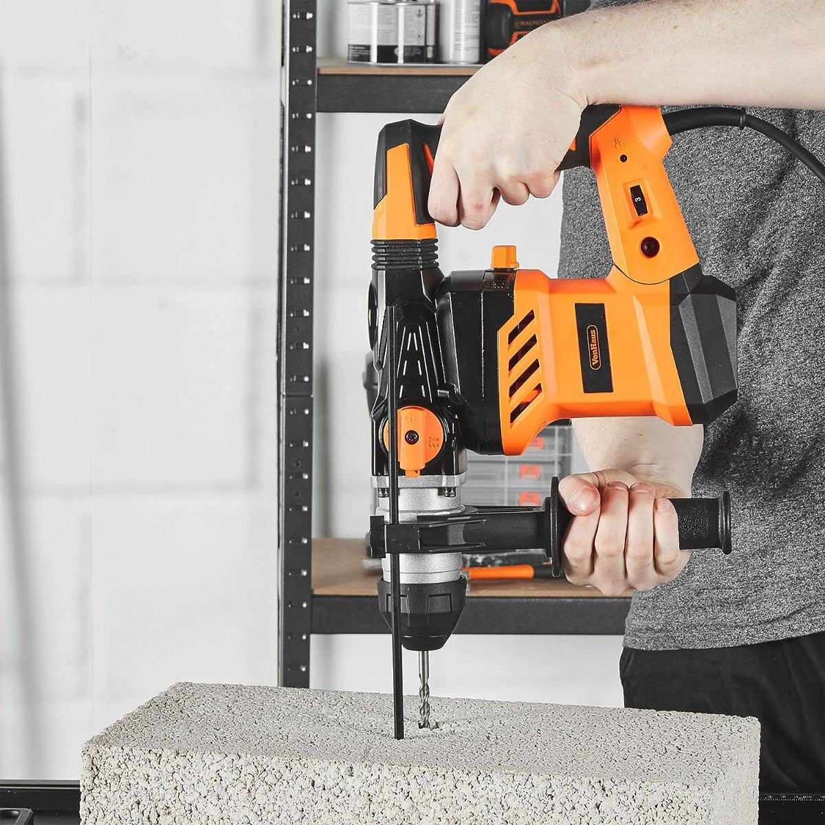 VonHaus 220 volt SDS Rotary Hammer Drill 1500W Hammer Impact Drill for Drilling and Chisel - Masonry & Demolition 3500144 220v 240 volts - 220 - Electronics