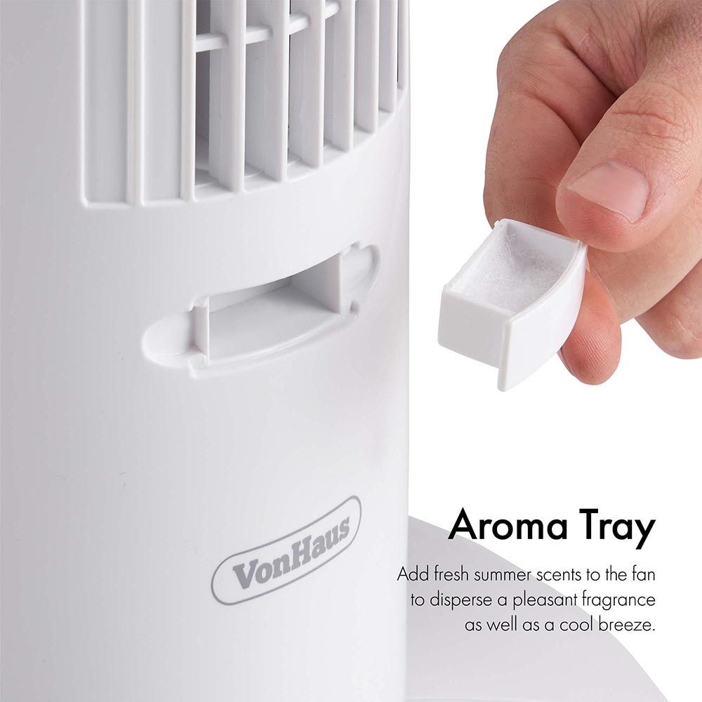 VonHaus 220 volt tower fan 31" White Tower Fan with Aroma Tray 2500014 220v 240 volts 50 hz - 220 - Electronics