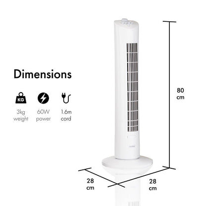 VonHaus 220 volt tower fan 31" White Tower Fan with Aroma Tray 2500014 220v 240 volts 50 hz - 220 - Electronics