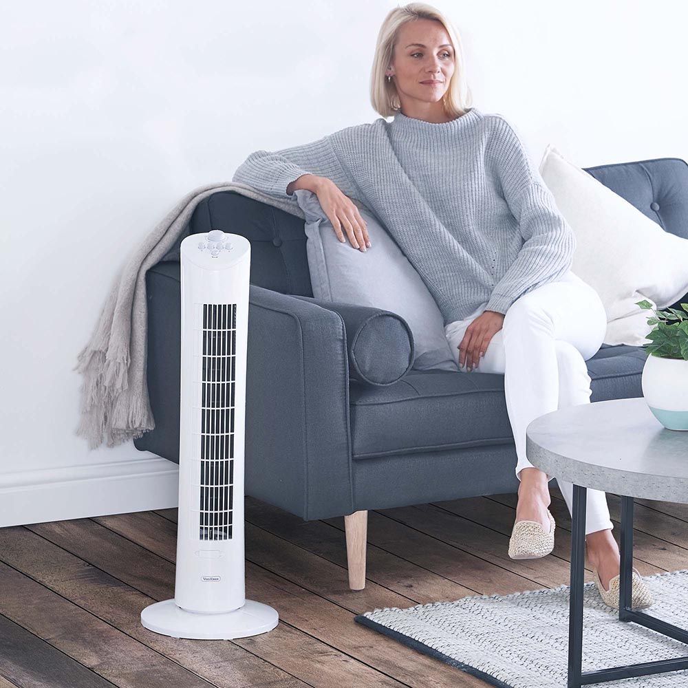 VonHaus 220 volt tower fan 31" White Tower Fan with Aroma Tray 2500014 220v 240 volts 50 hz - 220 - Electronics