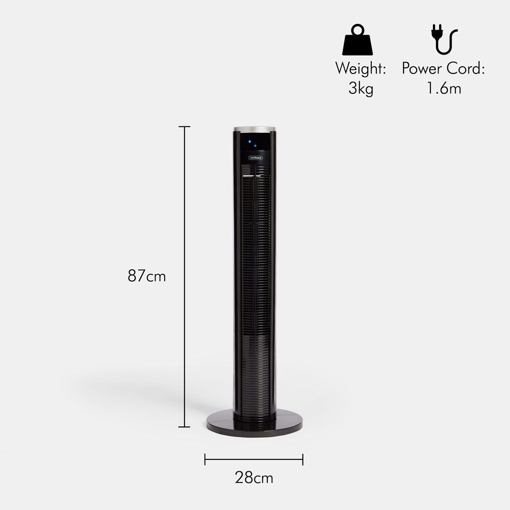 VonHaus 220 volt tower fan 35" Black Tower Fan 2500491 220v 240 volts 50 hz - 220 - Electronics