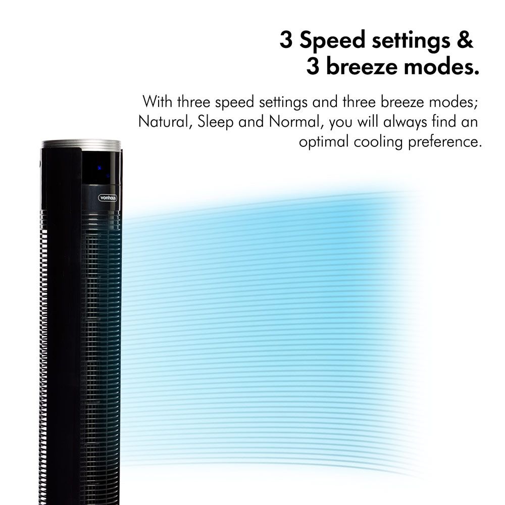 VonHaus 220 volt tower fan 35" Black Tower Fan 2500491 220v 240 volts 50 hz - 220 - Electronics