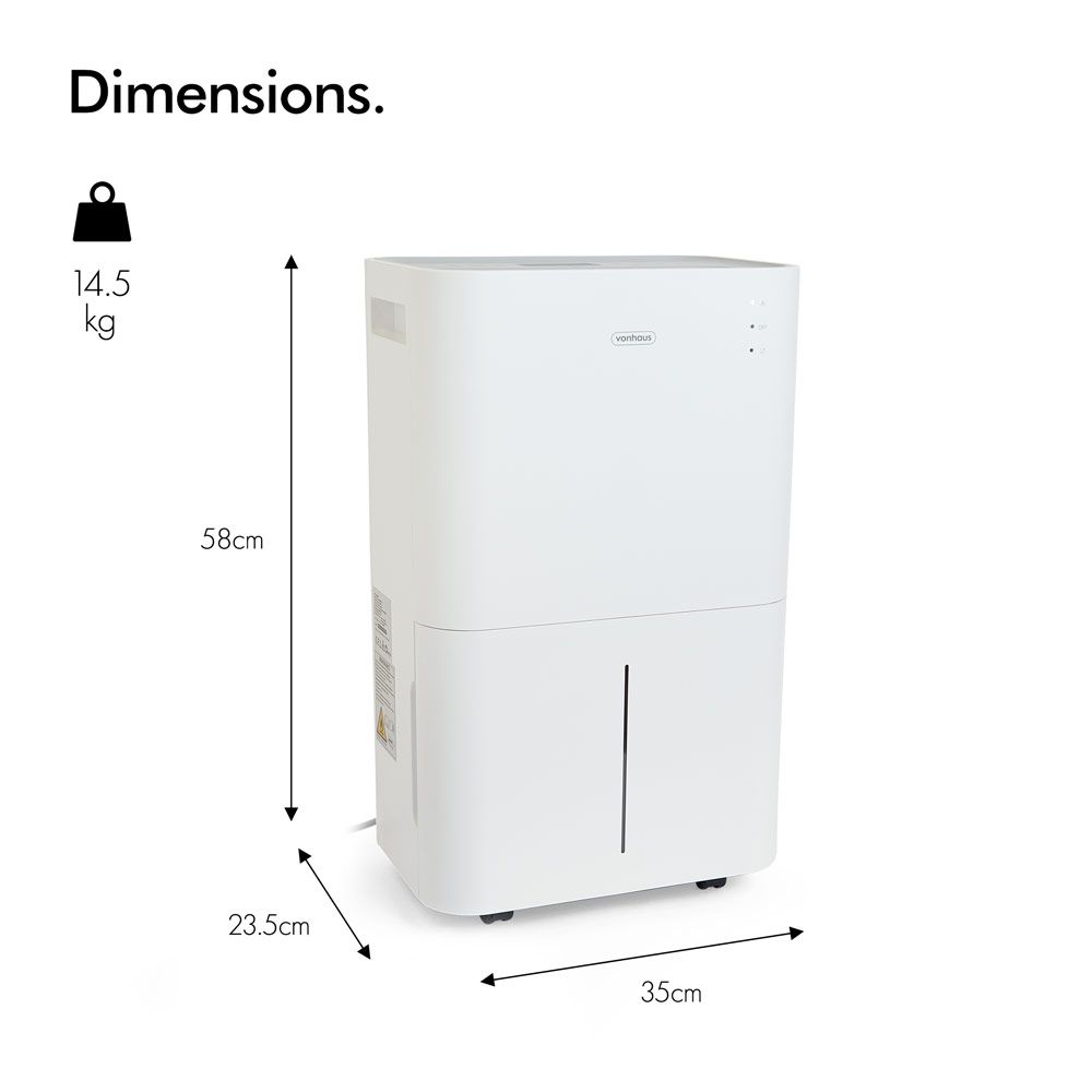 VonHaus 220 volts 20 Liter Dehumidifier 2500447 Dehumidifier Large with Air Filter - 220 - Electronics