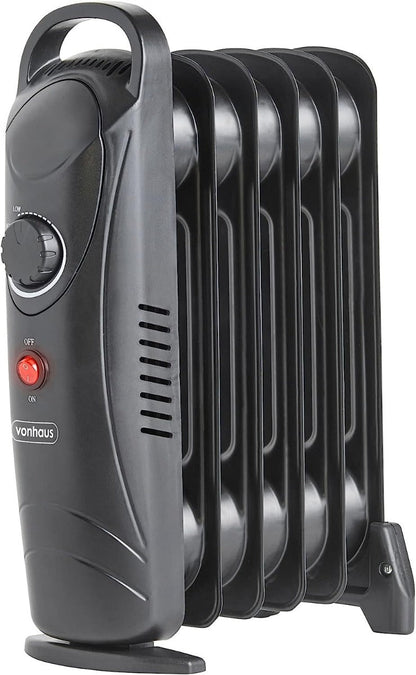 Vonhaus 220 volts 800 watts radiator oil filled heater 6 fin 220v 240 volt black 2500107 - 220 - Electronics