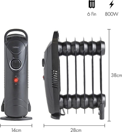 Vonhaus 220 volts 800 watts radiator oil filled heater 6 fin 220v 240 volt black 2500107 - 220 - Electronics