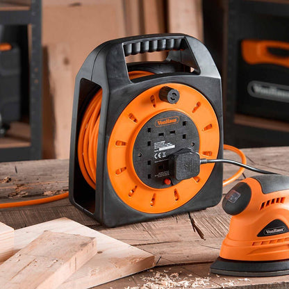 Vonhaus 220 volts extension cord reel cable 220v 240 volts euro with 4 outlets with overheat protection thermal cut off - 220 - Electronics