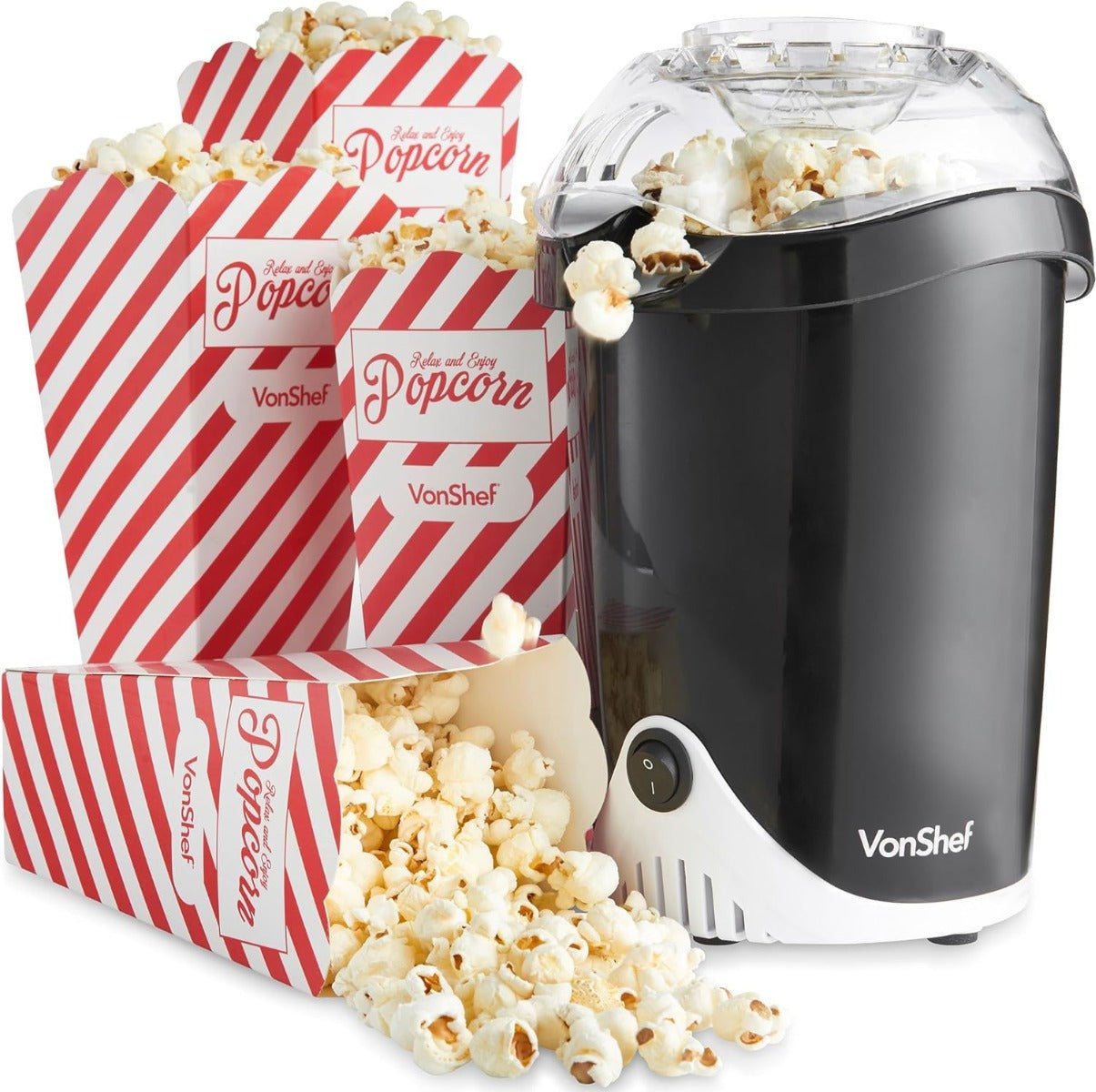 Vonhaus 220 volts popcorn maker popcorn machine 220v 240 volts hot air circulation with 6 popcorn boxes - 220 - Electronics